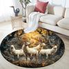 Enchanted Forest Deer Round Area Rug,Carpet Rug for Living Room Bedroom Sofa Playroom Decor,Non-slip Floor Mat