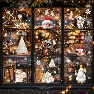 9 Sheets/Set Christmas Window Cling Removable Waterproof PVC Winter Merry Christmas Static Glass Sticker