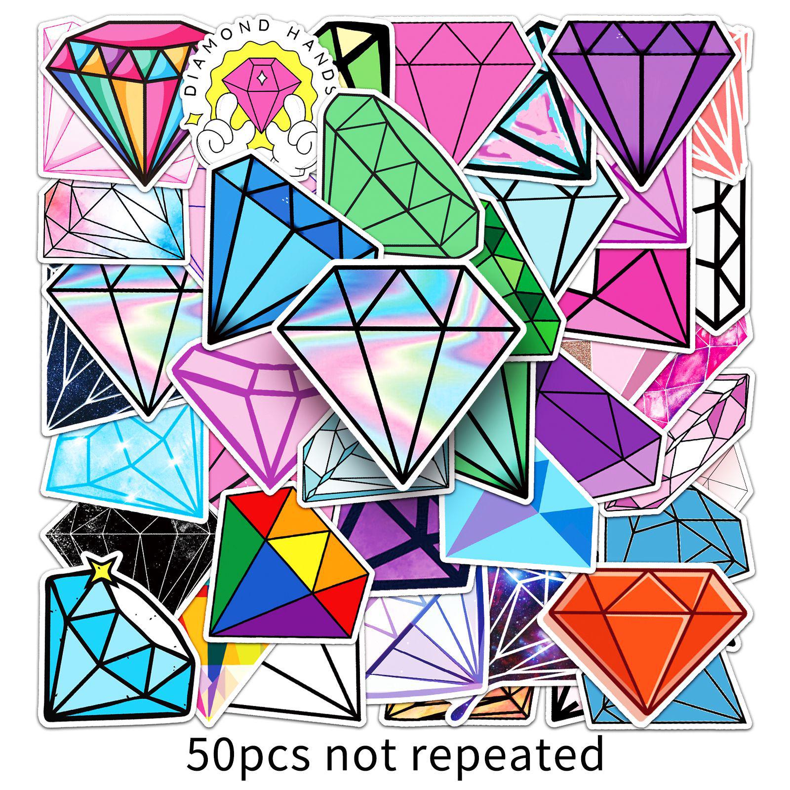 50PCS Creative Diamond Waterproof Stickers for Notebook & Planner Decor