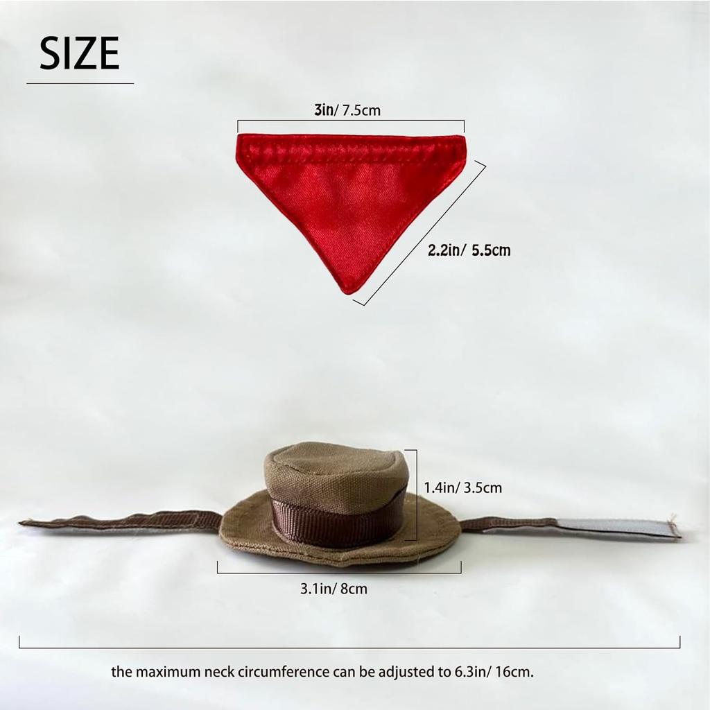 BAMY Bearded Dragon Cowboy Hat and Bandana Set Halloween Lizard Reptile Costume Cool Pet Cap Small Animal Outfit Suit for Cosplay (Cowboy)