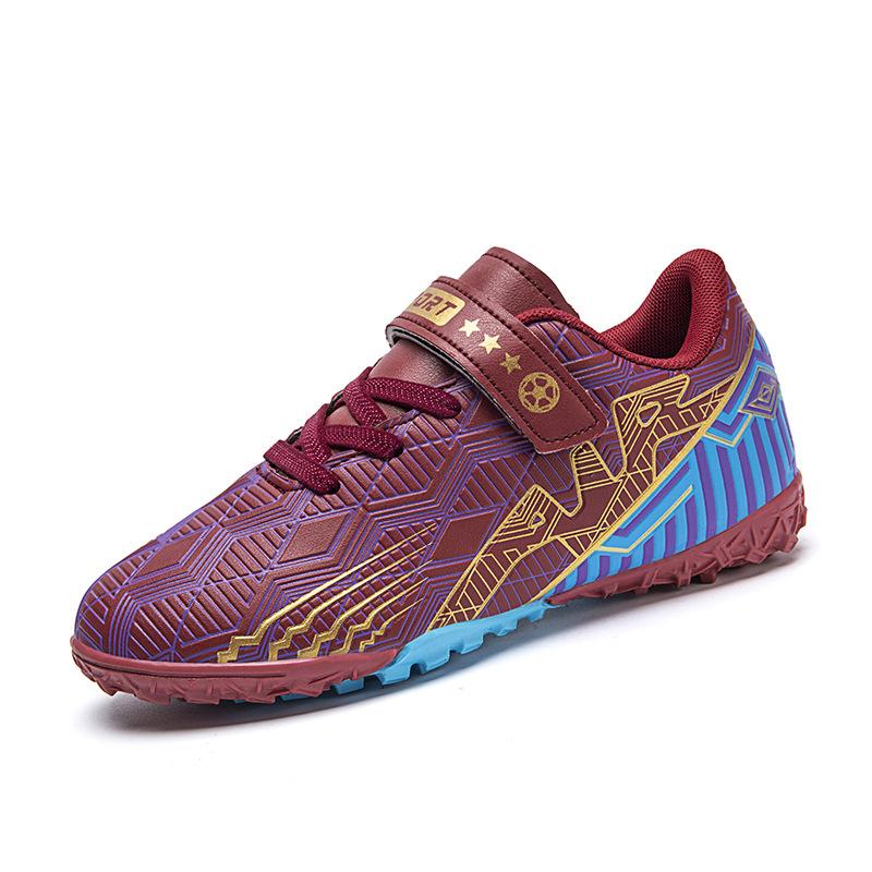 2028 Children's Soccer Shoes Low Cut TF Nail Velcro Leather Surface Boys' Girls' Training Sports