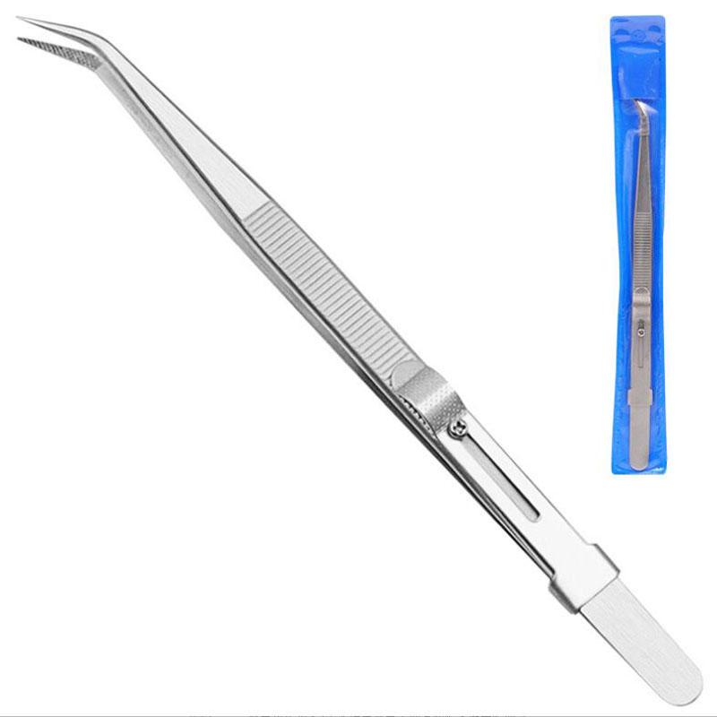Stainless Steel Precision Tweezers Adjustable Slide Lock Antistatic Jewelry Eyebrow Craft For Electronic Component Repair Tools