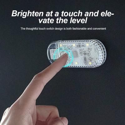 Mini LED Car Touch Light USB Charging Portable Auto Roof Ceiling Reading Night Lamp Wireless Car Decoration Light