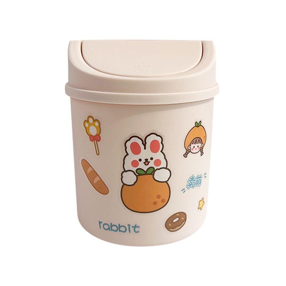 

1Pcs with Cover Sticker Trash Can Home Desk Dustbin Garbage Can New Mini Desktop Bin pink