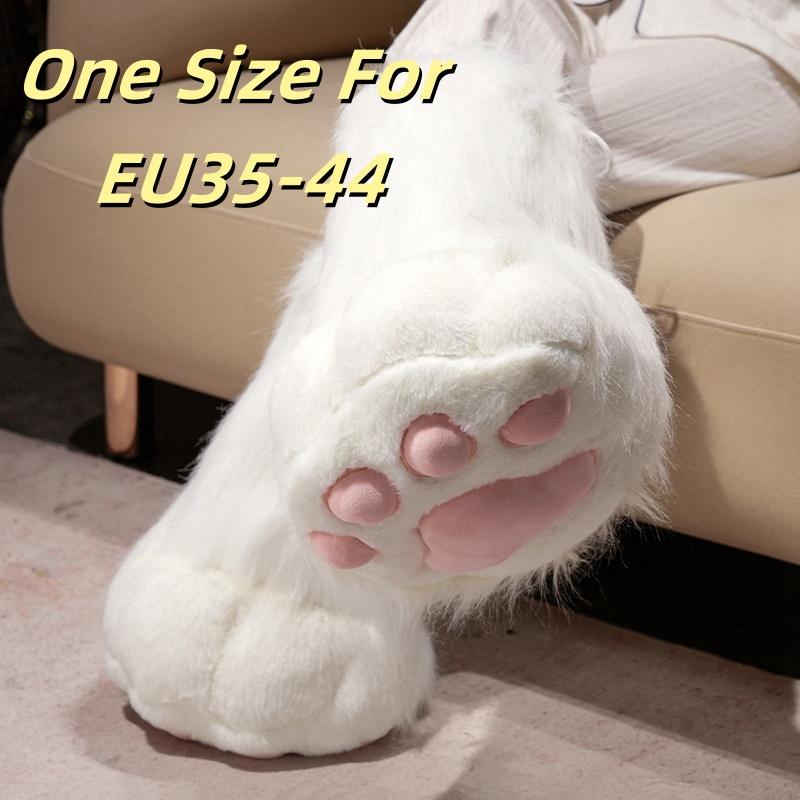 Non-Toxic Creative Cute Cat Claw Glove Plush Toy Fursuit Shoes Wings Cosplay Props White Black Grey Plushies Creative Animal Accessories