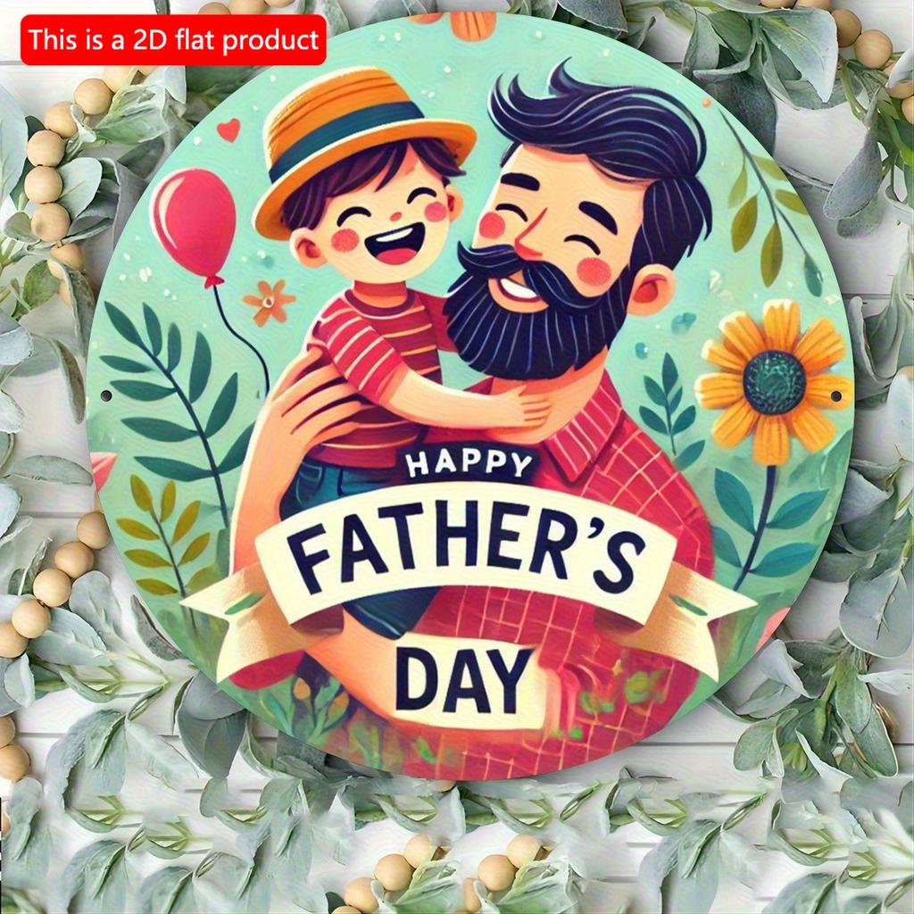 2d flach 20*20cm Alles Gute zum Vatertag " Rundes Holzschild Perfekt für Haustür, Veranda, Wohnzimmer & Schlafzimmer Deko Perfektes Vatertagsgeschenk