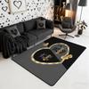 King and Queen Crown Area Rug Romantic Gold White Loving Heart Rugs for Living Room 39"x59",Couple Lover Gray and Black Washable Rug,Wedding