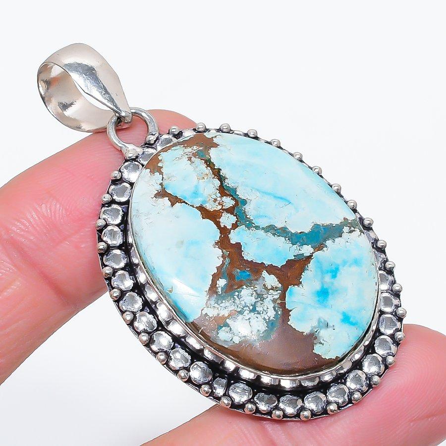 

Natural Tibetan Turquoise 925 Sterling Silver Jewelry Pendant 2.36 C4Z62