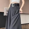 Women's Gray High-Waisted Loose Wide-Leg Floor-Length Pants - Spring Collection