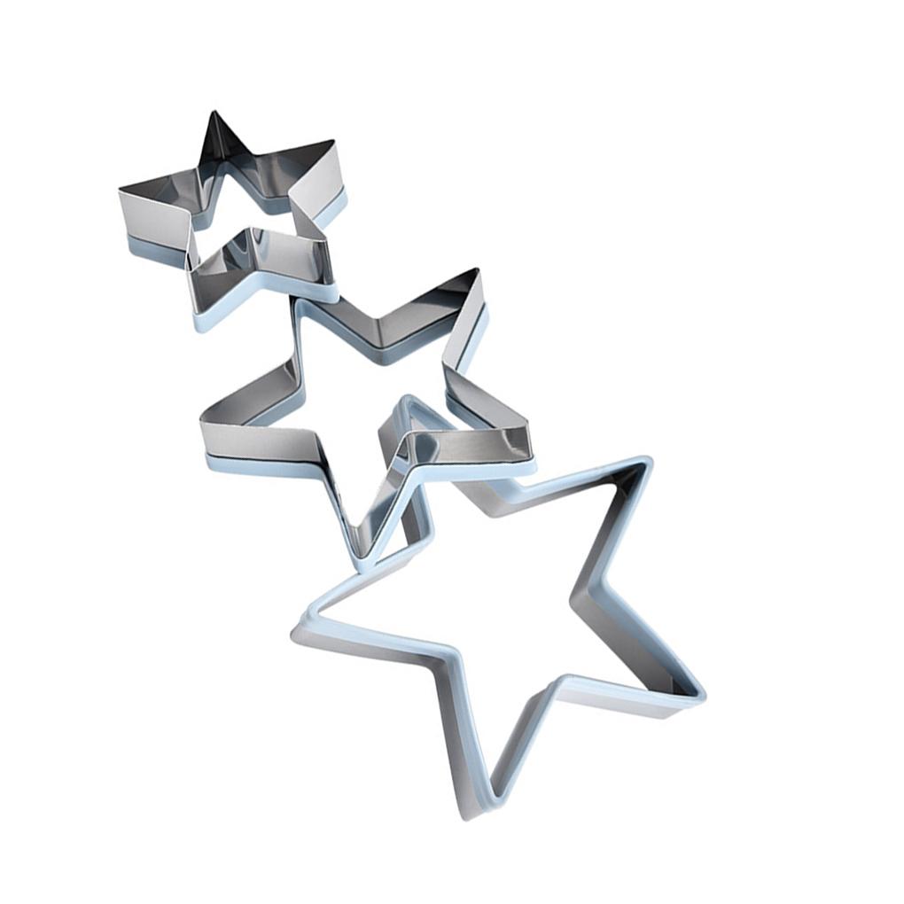 3PCS Molds Cookies Biscuits Cake Moulds Star Shaped Stainless Pastry Baking Tools Set