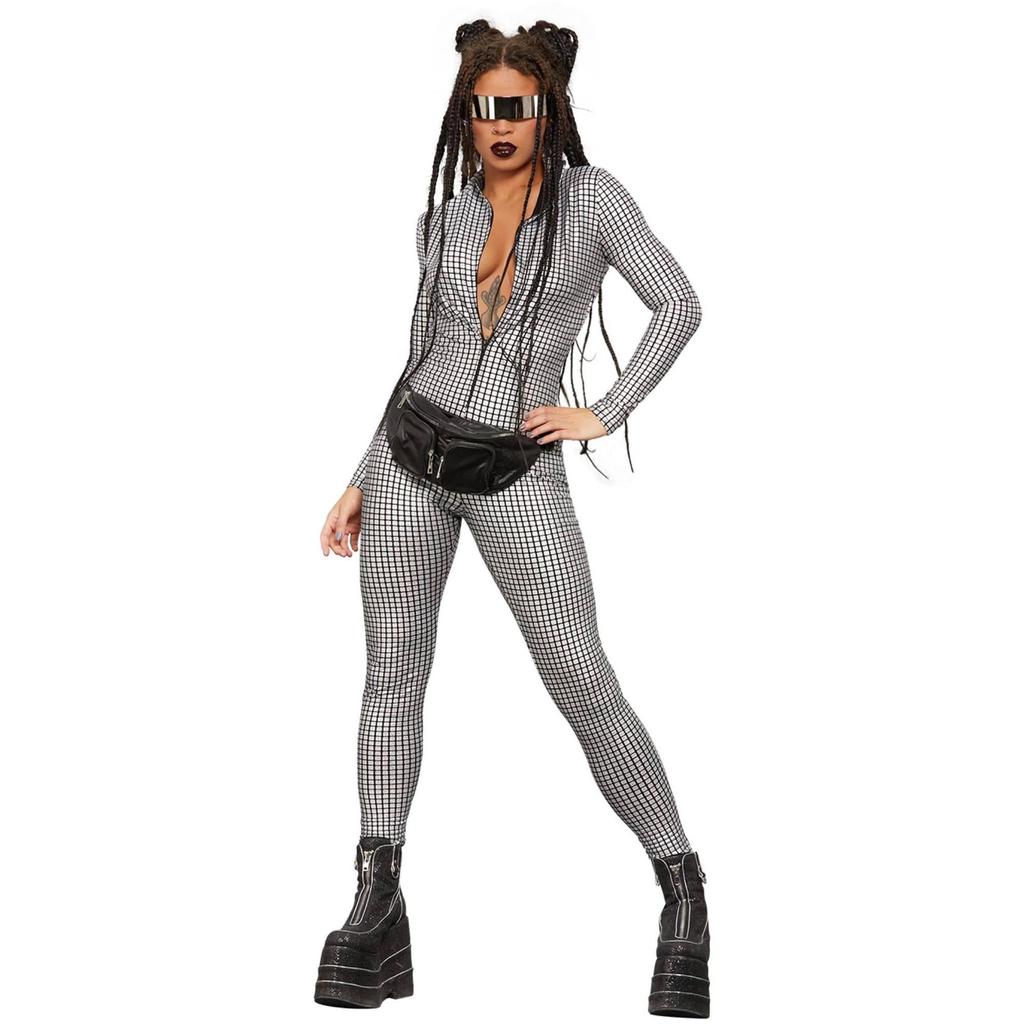 Fever Damen Miss Whiplash Disco Holografischer Catsuit