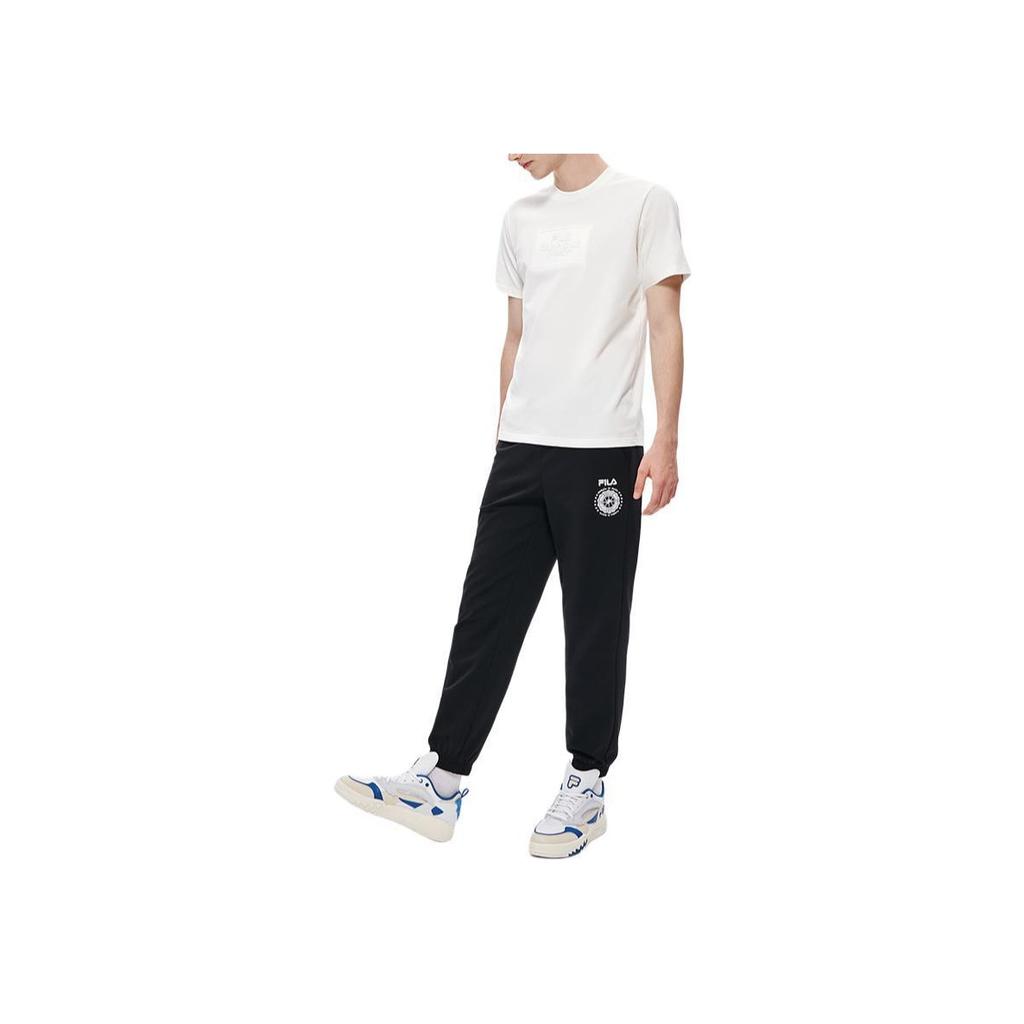 Fila Fusion Solid Color Sports Print Skin-Friendly Embossed Letter Logo Round Neck Short Sleeve T-Shirt Men Tops White T11M325106F-WT