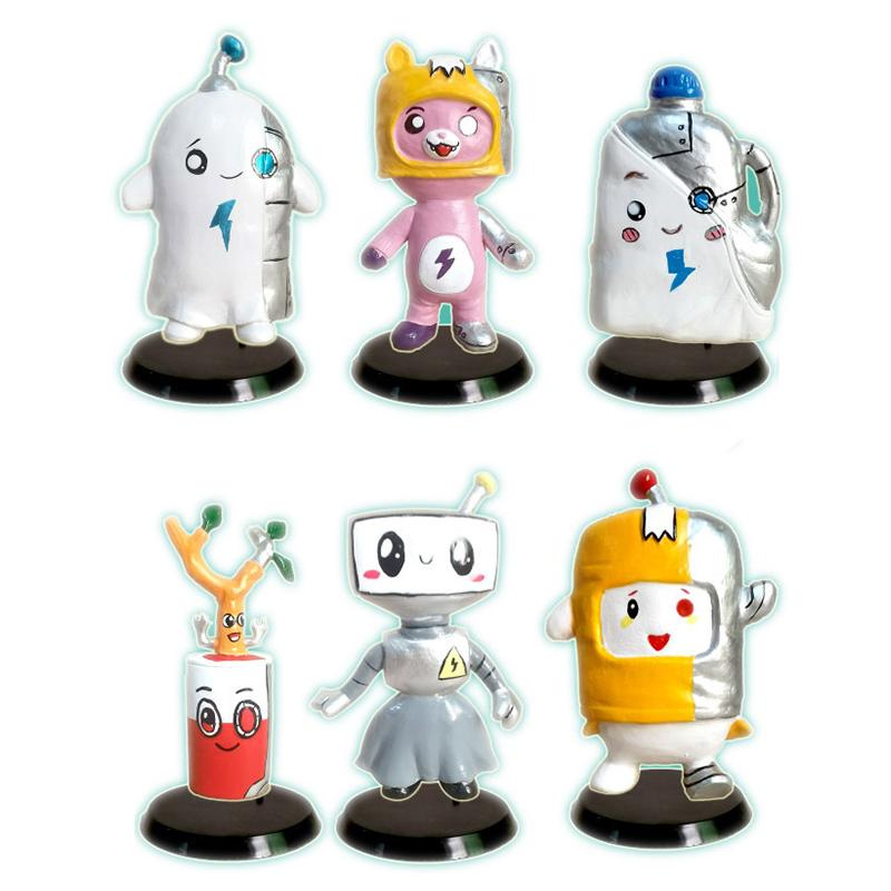 

Figure Lankybox 6pcs Robot Toy Model Animal Toy Desk Decor Kid Gift Birthday Base