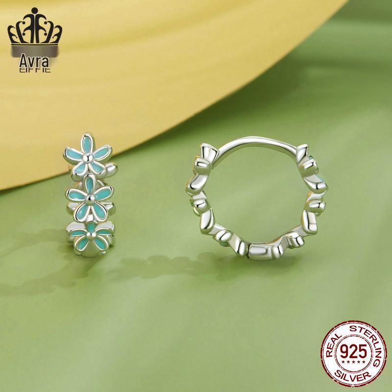 Aifuluo Autumn S925 Sterling Silver Blue Flower Ear Cuff Earrings for Women