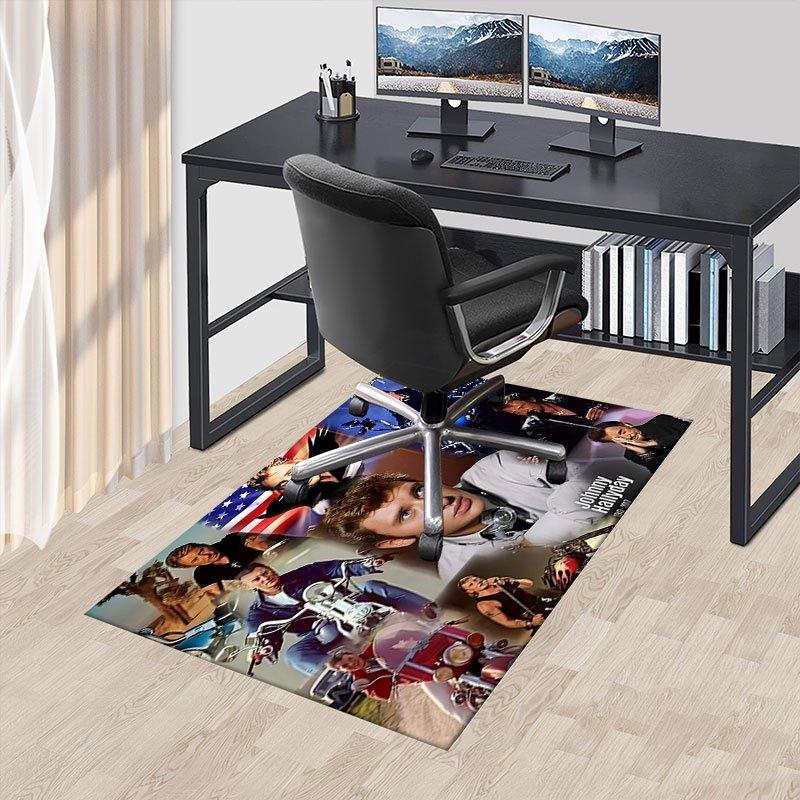 Johnny Hallyday Tribute Poster CollageOffice Mat Perfect for Home Decor Office Desk Chair Rugs Chair Carpet for office Polyester Chair Mat G
