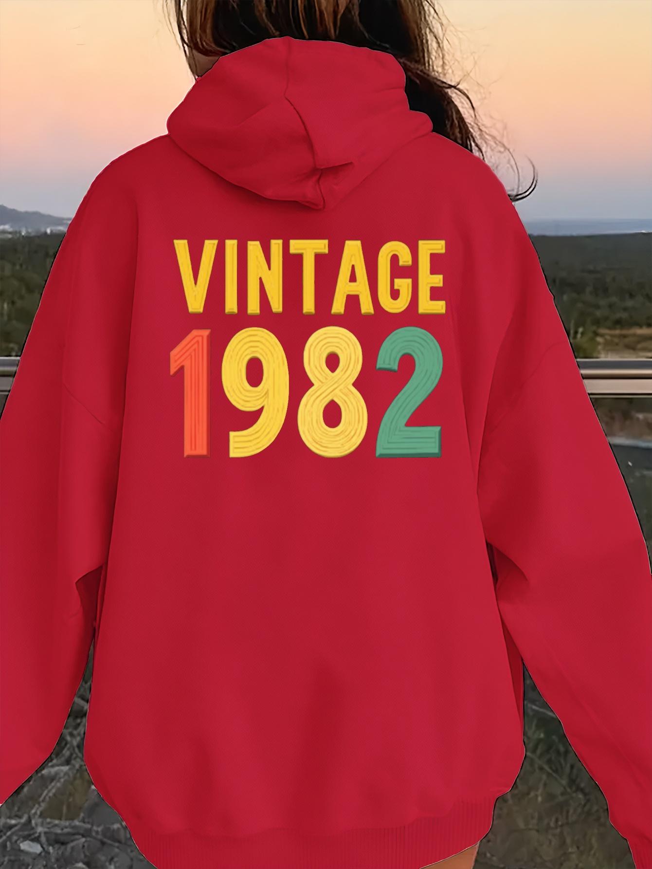 VINTAGE 1982 with Retro Style Women S Plus Size Casual Hoodies   anime hoodie  hoodie men   anime hoodie sudaderas S