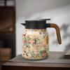 0.8/1L Vintage Floral Tea Kettle Stainless Steel Mini Hot Coffee Pot Built-in Infuser Tea Separation Water Bottle for Kitchen