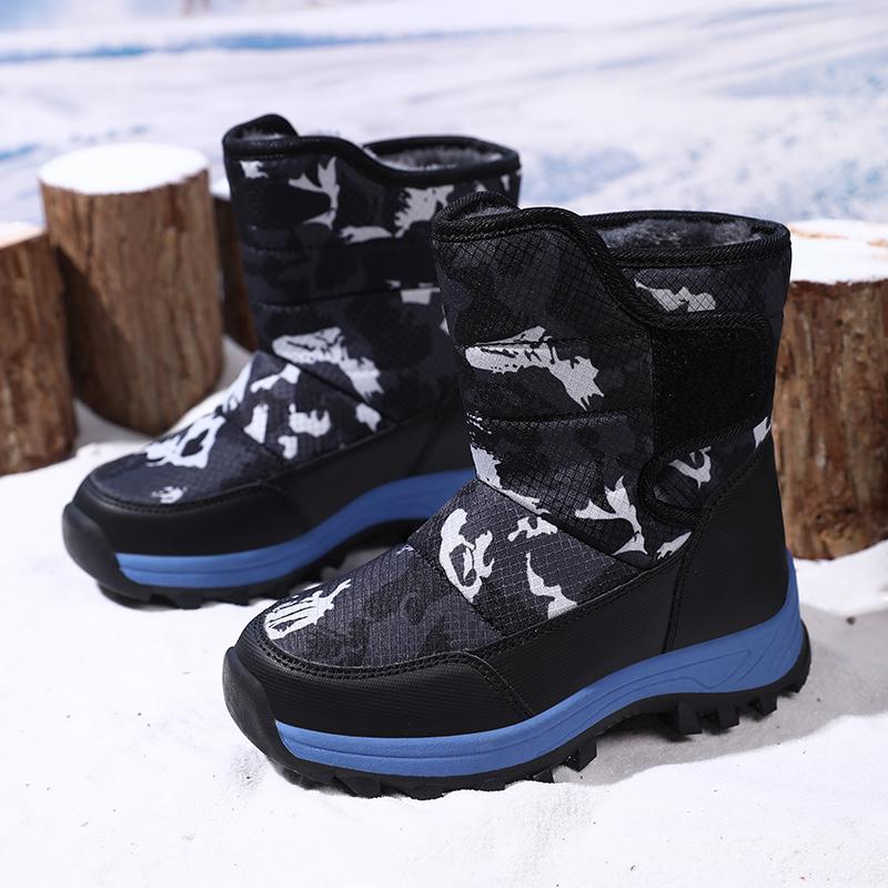 Winter Children's Fashionable Velvet Warm Casual High Top Cotton Shoes Ice Claw Snow Boots Mountain Climbing Cotton Boots 31-40