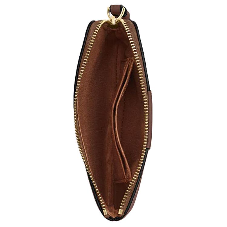 Coach Corner Zip 16 Logo Zip Closure Wristlet Clutch Small Women Clutch Brown Yellow CW854-IMXHE