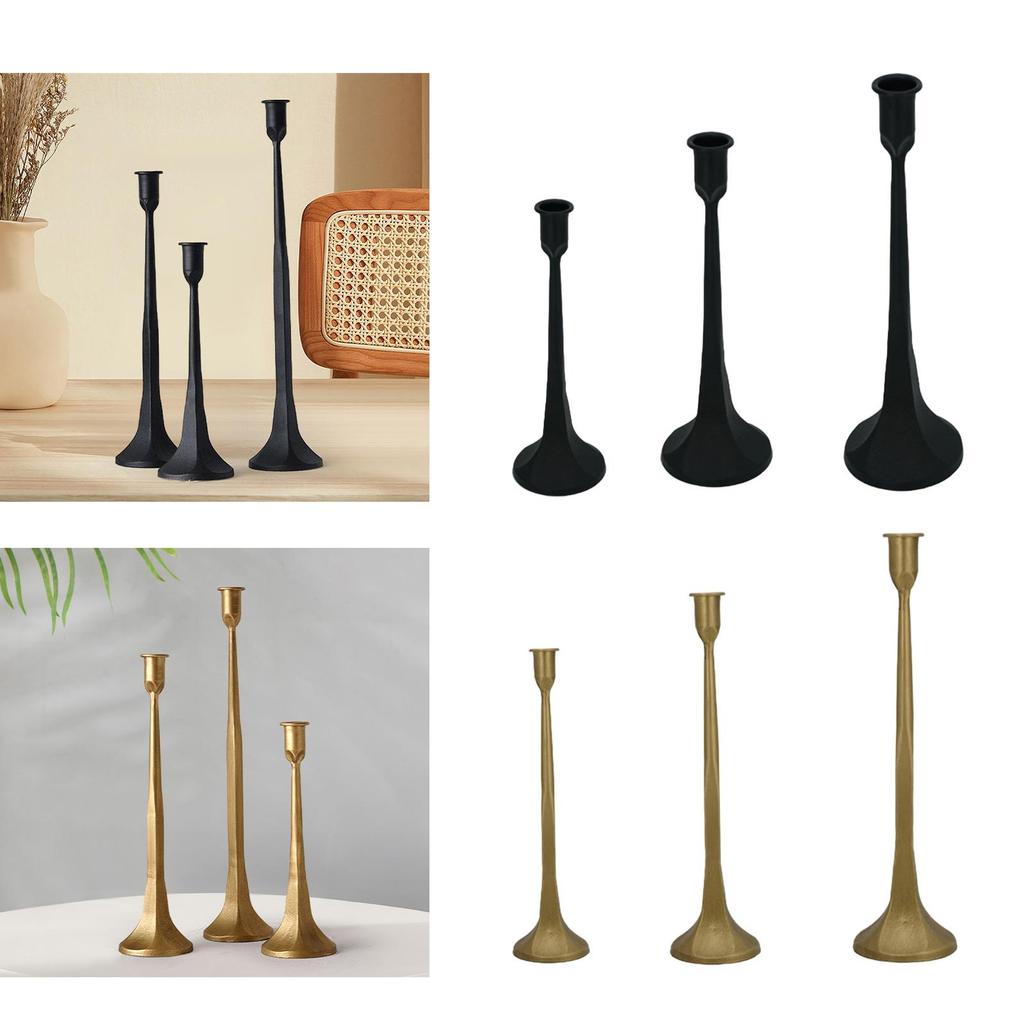 3x Taper Candle Holder Stable Base Retro Style Ornament Candle Stick Holder for Celebration Living Room Desktop Party Home Decor