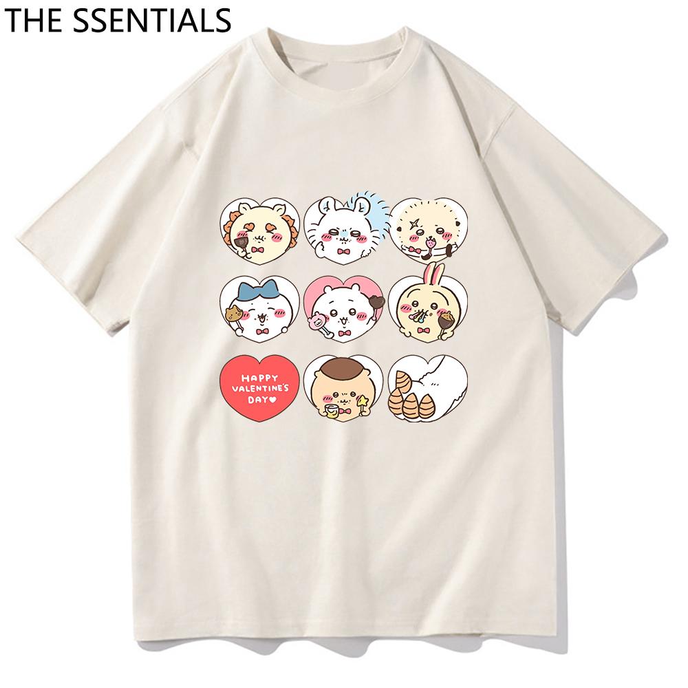 

Футболка Chiikawa унисекс/женская Harajuku забавная эстетическая графика Kawaii футболка унисекс аниме мультфильм оверсайз хлопковые футболки Корея M