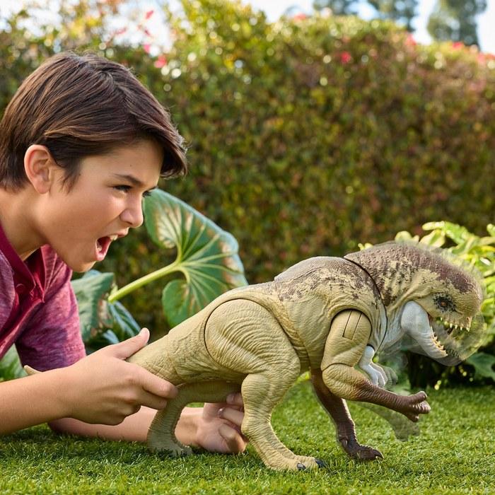 Mattel Jurassic World Battle Action Roaring Distortosaurus Rex Figure - Brown - 50cm - Ages 4+ - JGB58