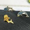 2 Pcs Vintage Whale Dolphin Badge Animal Fish Shaped Metal Badge Whale Dolphin Brooch  Female