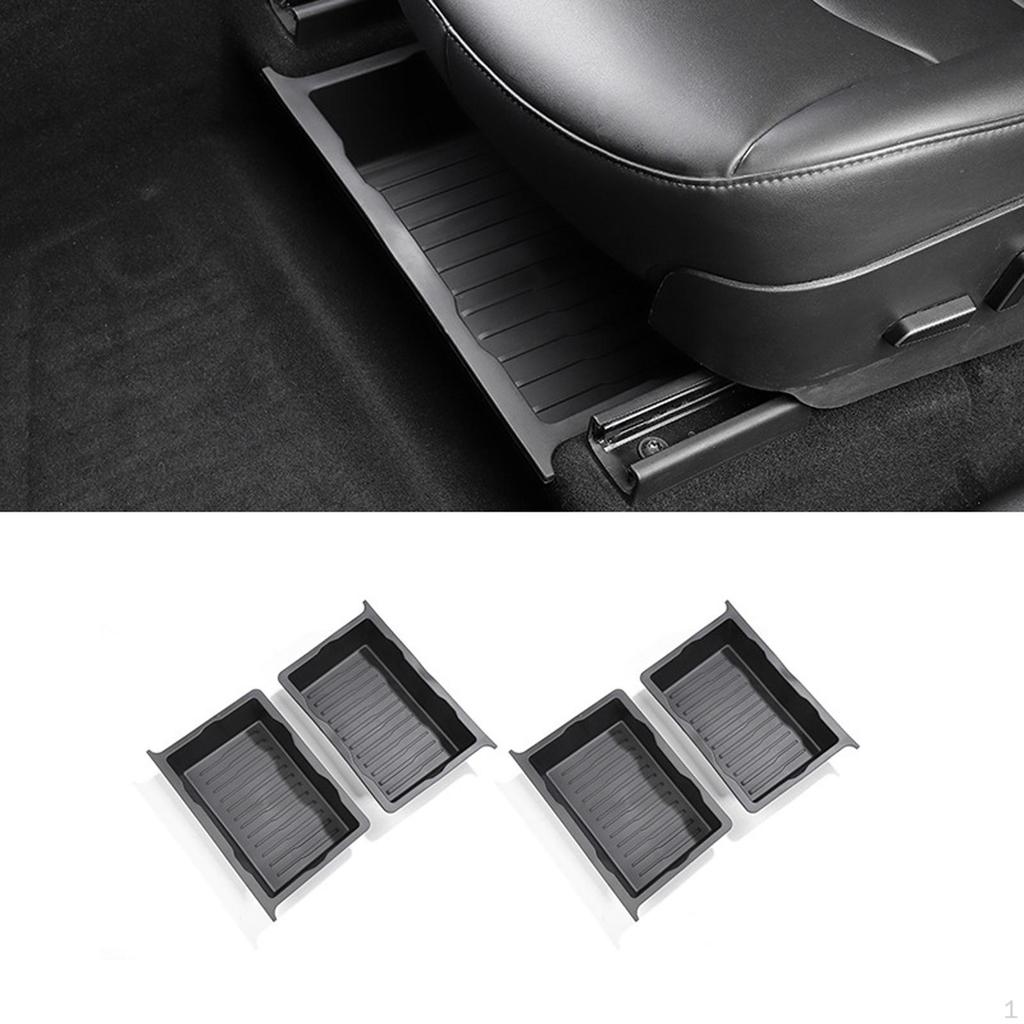 4Pieces Underseat Organizer Tray TPE Car Accessories Easy To Install Container Drawer Holder Under
