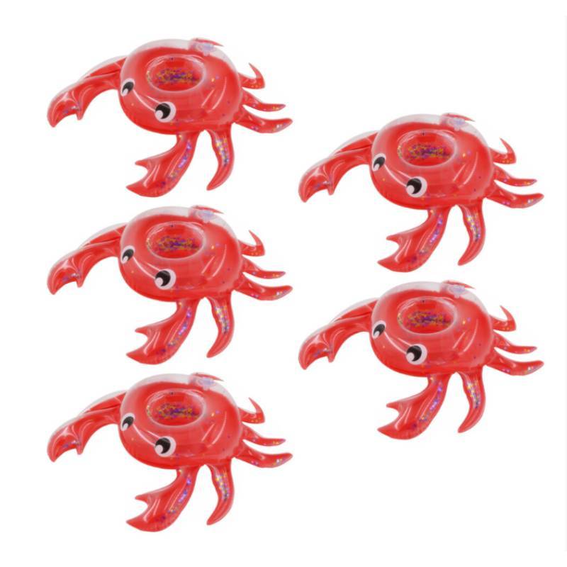 Pvc Inflatable Water Toy Red Crab Cup Holder Floating Drink Coaster For Pool Parties