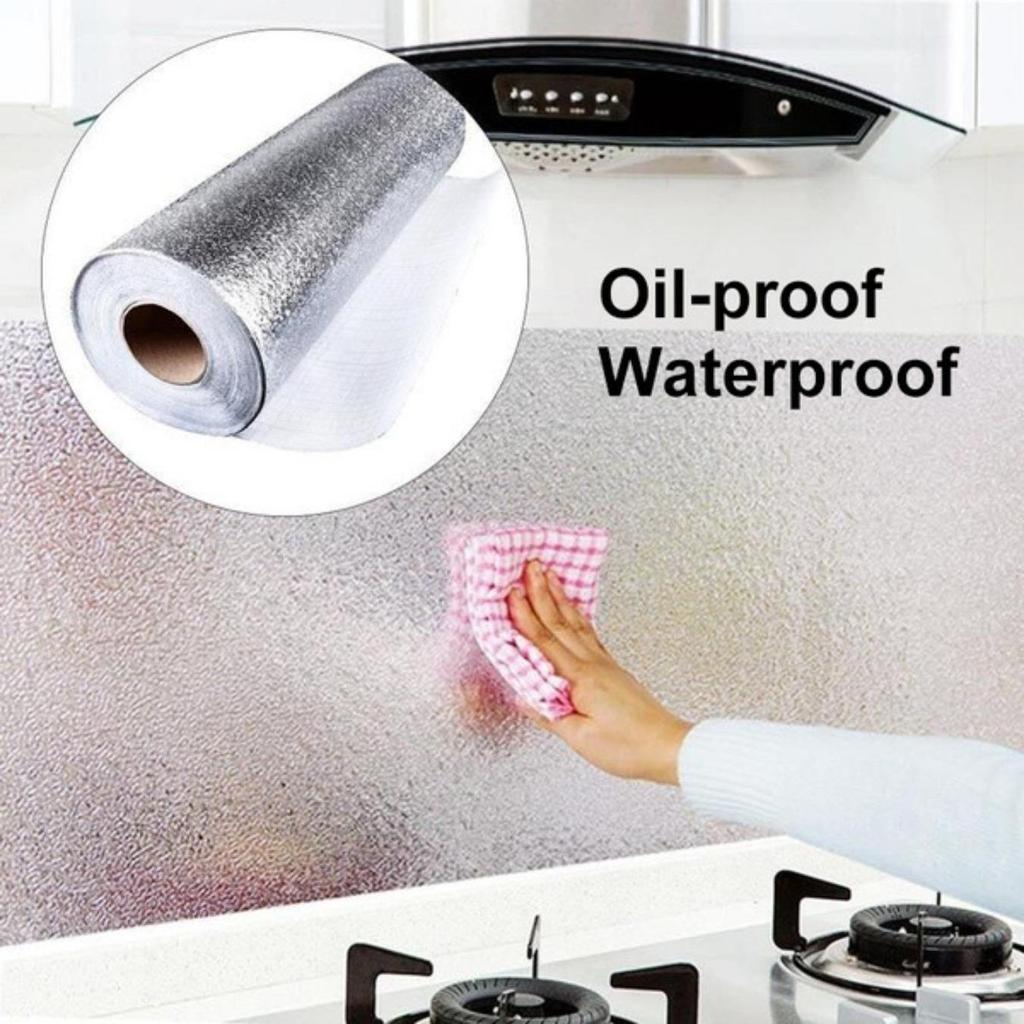 Foil Paper Kitchen Oil-Proof Film Stove Waterproof Moisture-Proof Self-Adhesive Wallpaper Countertop Cabinet Renovation Tile Sticker