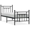 Metal Bed Frame with Headboard and Footboard Black 75 x 190 cm