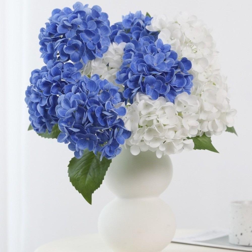 4 Heads Artificial Hydrangea Flower Realistic Faux Flowers Hydrangea Flowers Branch Outdoor Party