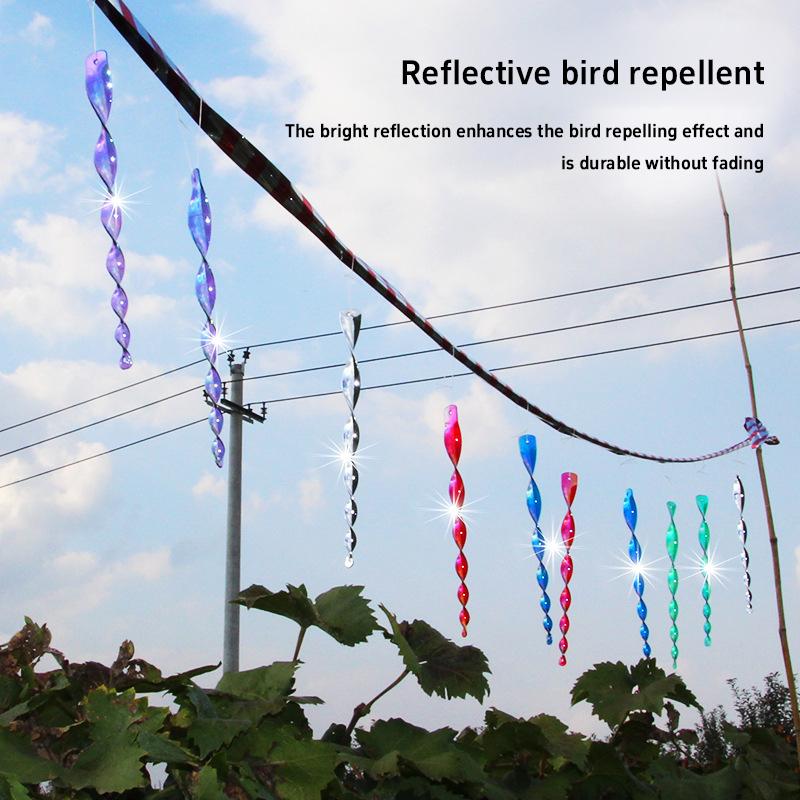 Reflective Bird Repellent Spiral Rod Colorful Anti Bird Scare Garden Tool Spiral Bird Repellent Stick Hanging Decor Garden Decor