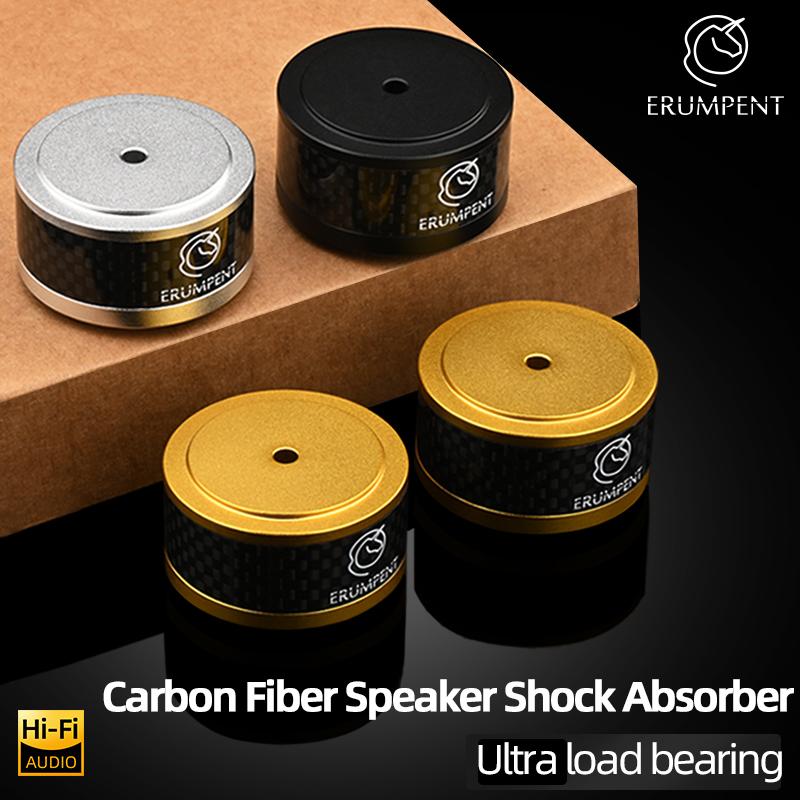 4 Stück HiFi-Lautsprecher-Isolationsfüße Spikes Kohlefaser-Aluminiumlegierung Lautsprecher-Bodenbasis Audio-Radio DAC-Gehäuse Stoßdämpfer