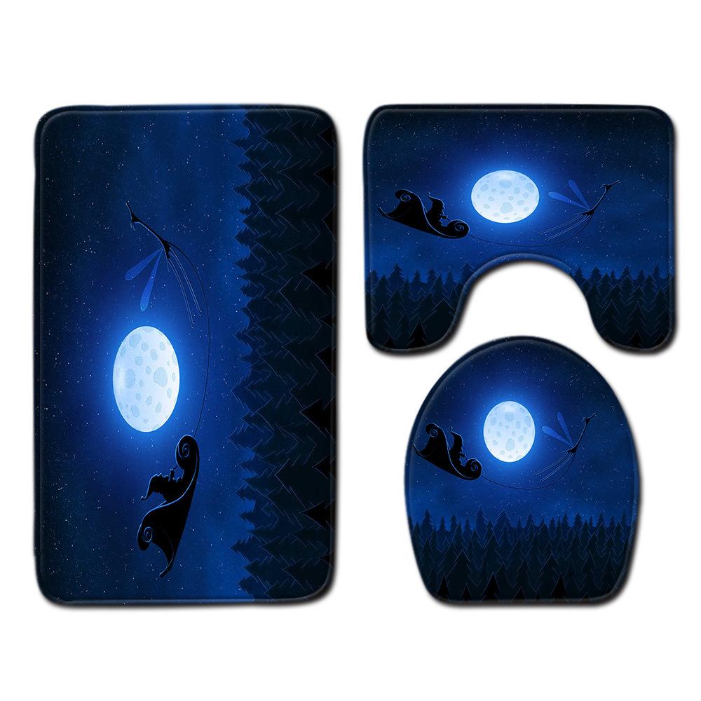 Christmas Bathroom Floor Mat Toilet Three-Piece Set