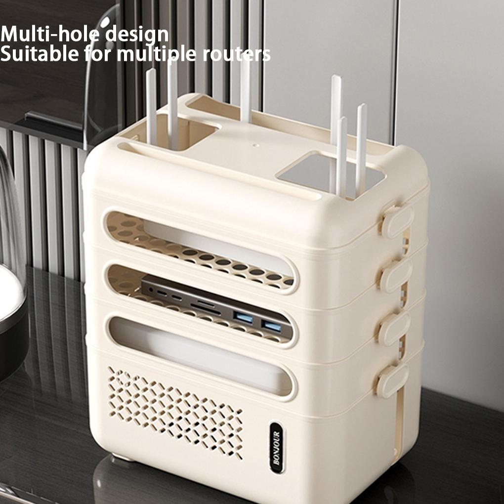 Home WiFi Router Storage Box Multi Functional Storage Rack Plug In Board Charging Cable Sorting Box Large Capacity Storage Box