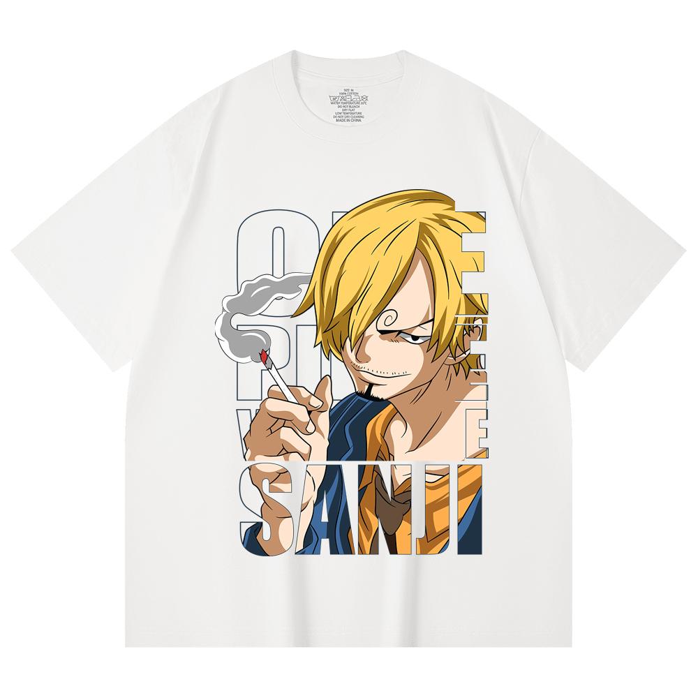 T-shirt Unisex Pesante 100% Cotone 230 g/m² Pezzo Unico Stampa Sanji V62