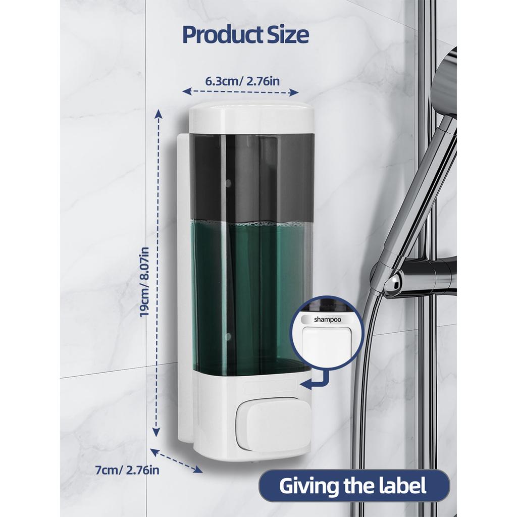 Soap Dispenser White 320ml Wall Mounted Single Manual Soap Dispenser with Lock for Bathroom Kitchen
