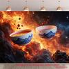 2D Fiery Lava Flow Bowl Backdrop Volcano Theme Photography Background for Parties