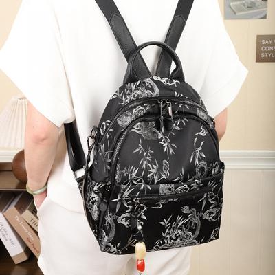 Sac à dos de style chinois pour femme, petit sac d'école assorti, sac à dos en tissu Oxford