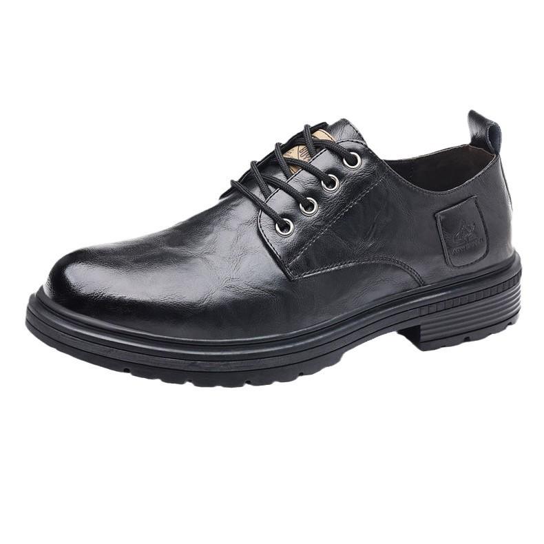 2024 Podzim Nové Pánské Business Casual Kožené Boty Pánské Módní Kulatá Špička Platforma Jednoduché Boty Pánské 6815