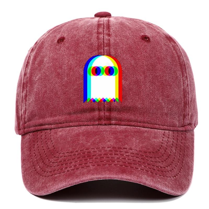Colorful ghost print baseball cap suitable for daily dressing up and Halloween parties, adjustable outdoor sun protection hat