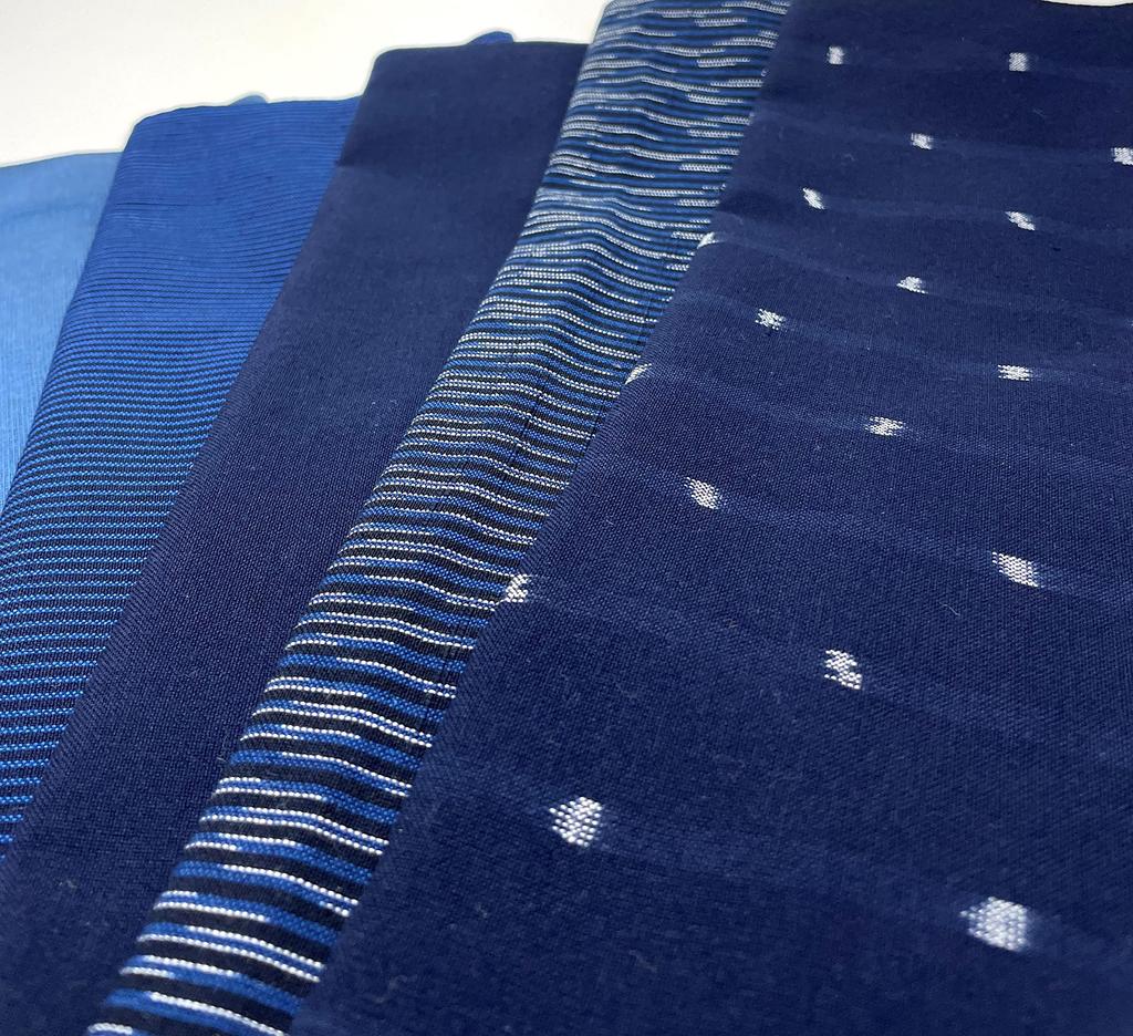 Kurume Kasuri Small Set Direct from the Weaver 4 Types of Fabrics 2 Types of Patterned Fabrics Width - (Basic/6 Types) Plain/striped (50cm Each) +