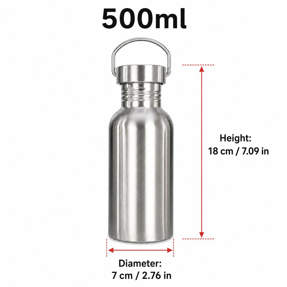 Stainless Steel Water Bottle 500-1000ml Big Mouth Single Wall Drinking Bottle Sports Bottle Flasks with All Steel Lid
