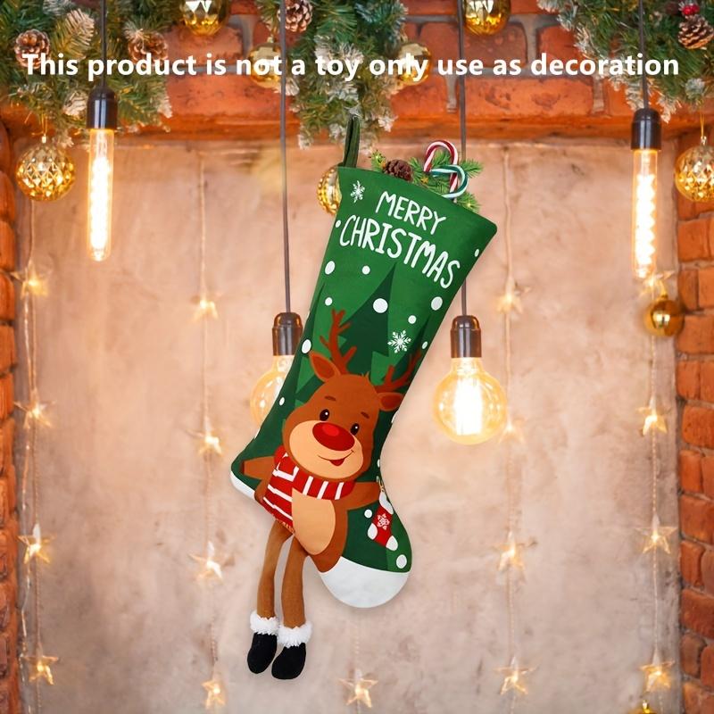 4pcs Set of Charming Christmas Stockings with Santa, Snowman Reindeer Designs Long Legged Holiday Decor for Tree, Perfect for Home Party