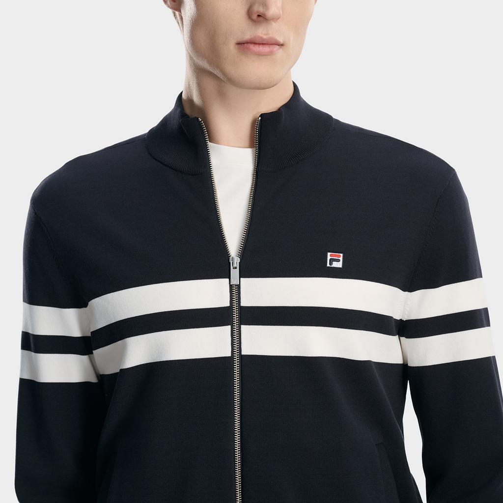 Fila Heritage Classic Einfach Mode Lässig Vielseitig Bequem Gestrickte Jacke Herrenjacken Legendär-Blau F11M618406FNV