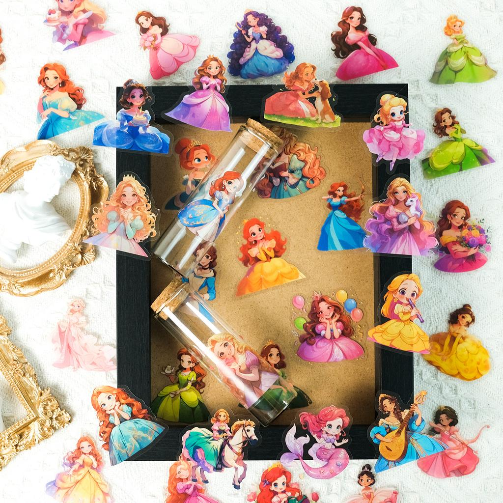 50 Fairy Tale Princess Series Transparent Waterproof Stickers Children's Reward Stickers DIY Mobile Phone Case Water Cup Decoration