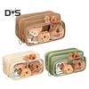 Capybara Pencil Case Large Capacity Multi-Layer Canvas Pen Bag with Compartments Waterproof Material DIY Pencil Case Kit