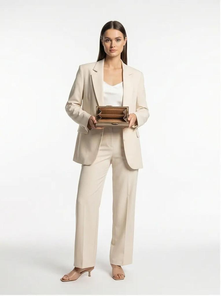 Women' Leather Wings Wallet with RFID Protection and a Roomy Interior in Beige