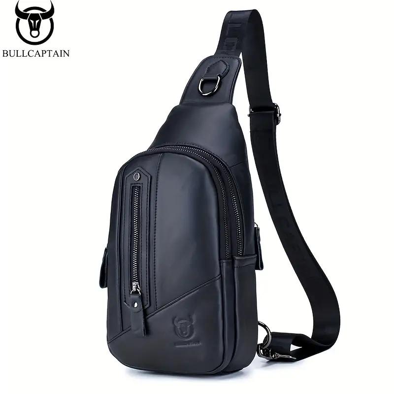 

BULLCAPTAIN нагрудная сумка из натуральной кожи, повседневная сумка на плечо большой вместимости, модная многофункциональная сумка-мессенджер, сумка для мобильного телефона чёрный